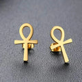 Aretes Egipto Cruz de Ankh Hombre Mujer Oro