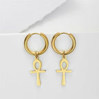 Aretes Egipcios Cruz Ankh para Mujer en Oro