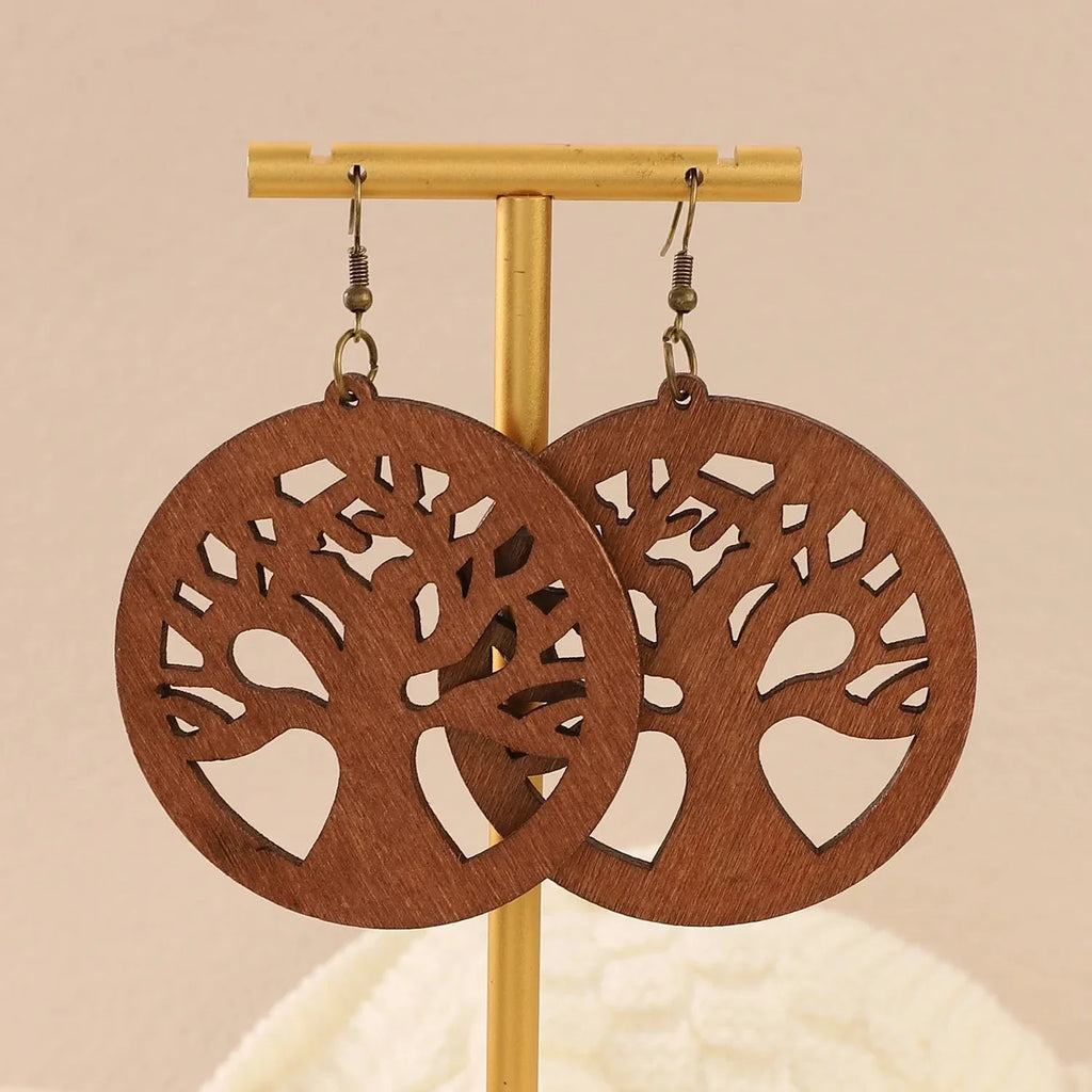 Pendientes Colgantes de Madera Árbol de la Vida