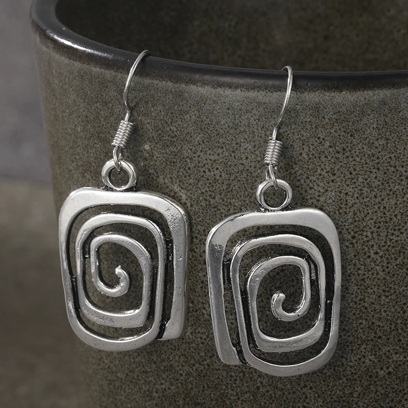 Aretes Étnicos Colgantes Geométricos