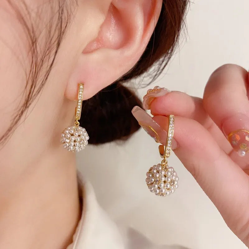 Aretes para Mujer con Perlas y Estrás
