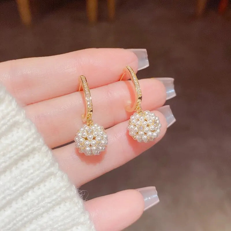 Aretes para Mujer con Perlas y Estrás