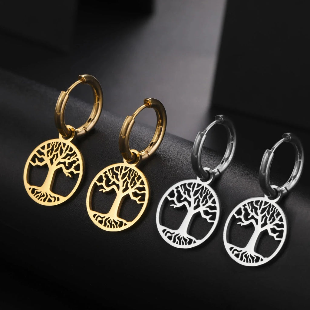Aretes para Mujer Aros Colgantes Árbol de la Vida