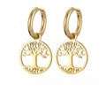 Aretes para Mujer Aros Colgantes Árbol de la Vida oro