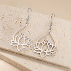 Aretes Colgantes de Mujer Flor de Loto en plata