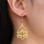 Aretes Colgantes de Mujer Flor de Loto en oro