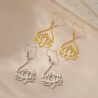 Aretes Colgantes de Mujer Flor de Loto