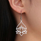Aretes Colgantes de Mujer Flor de Loto en plata