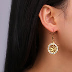 Aretes Colgantes para Mujer Flor de Loto Dawapara oro