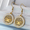 Aretes Colgantes para Mujer Flor de Loto Dawapara oro