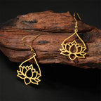 Aretes Colgantes de Mujer Flor de Loto en oro