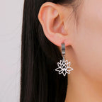 Aretes Colgantes para Mujer Flor de Loto Zen plata