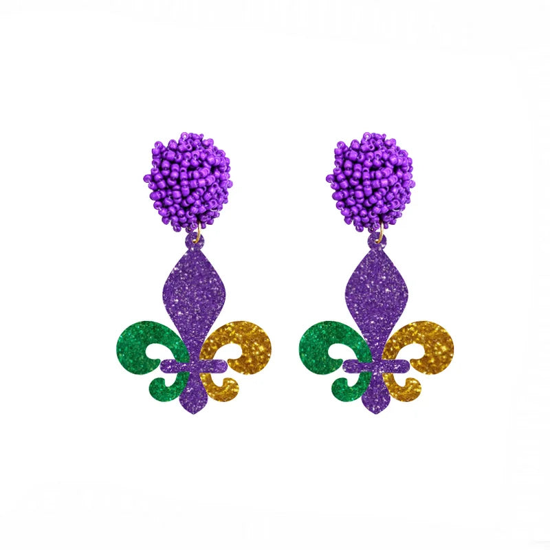 Aretes Colgantes de Mujer Flor de Lis