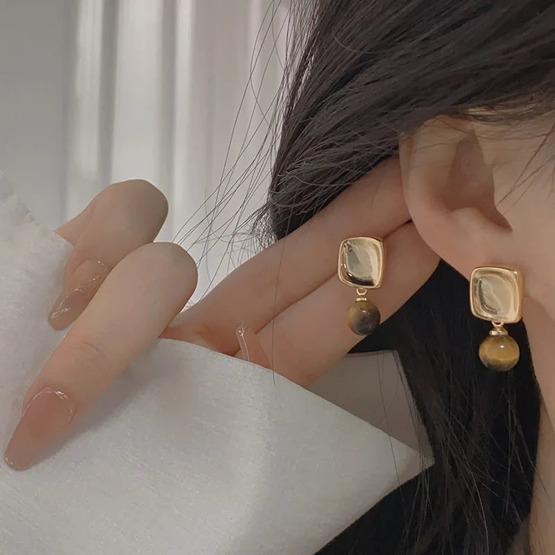 Aretes para Mujer con Piedra Ojo de Tigre