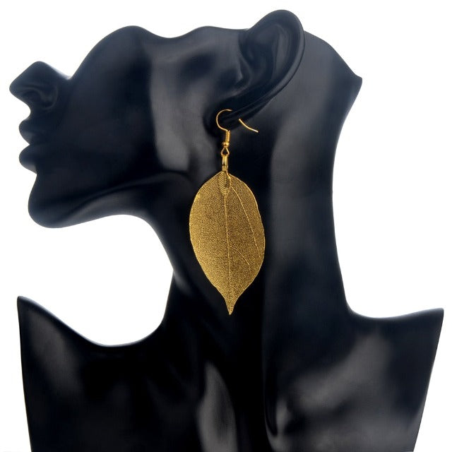 Aretes Hoja Bohemia de oro