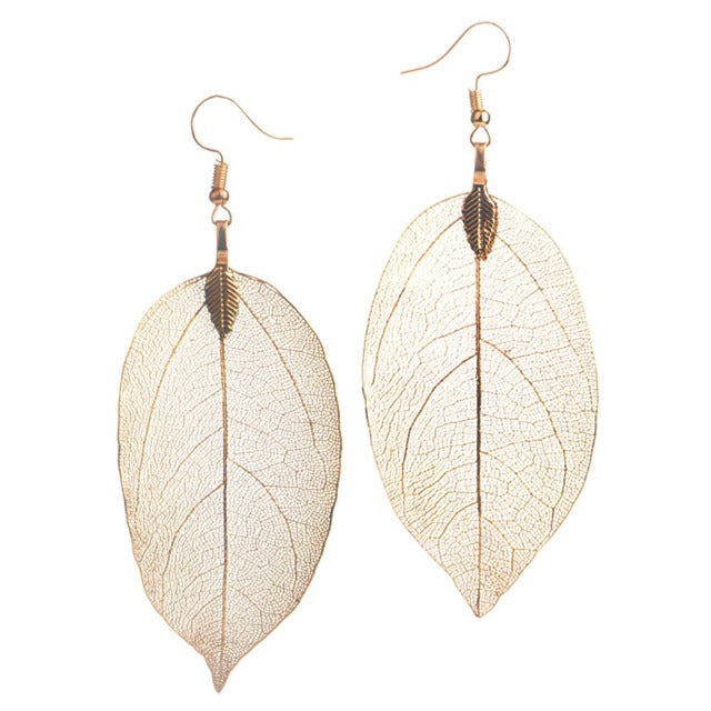 Aretes Hoja Bohemia beige