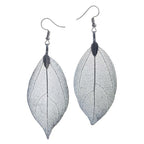 Aretes Hoja Bohemia de hematita con baño de oro