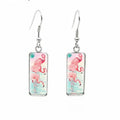 Aretes Colgantes de Flamencos en Rosa y Azul