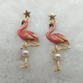 Aretes de Flamencos Rosas con Perla