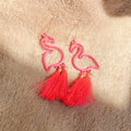 Aretes de Flamencos Rosados con Plumas