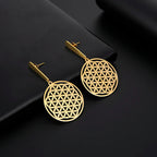Aretes Colgantes Flor de la Vida en oro