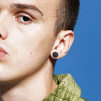 Aretes para Hombre Brújula Rosa de los Vientos negro