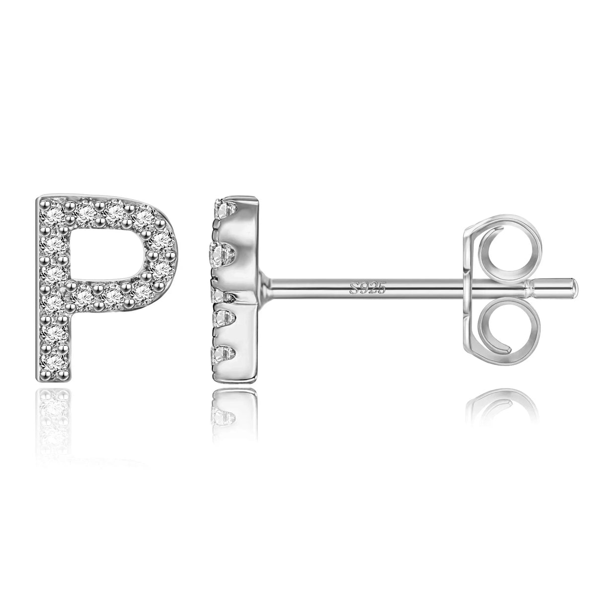 Aretes con inicial en plata p