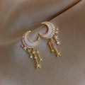 Aretes Luna y Estrellas Oro & Diamantes