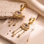 Pendientes Largos Ojo Turco Azul
