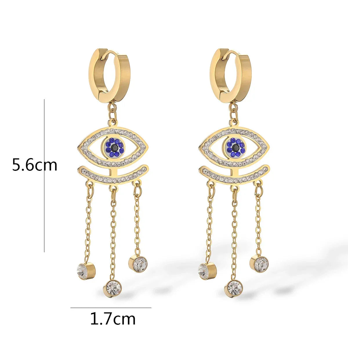 Pendientes Largos Ojo Turco Azul