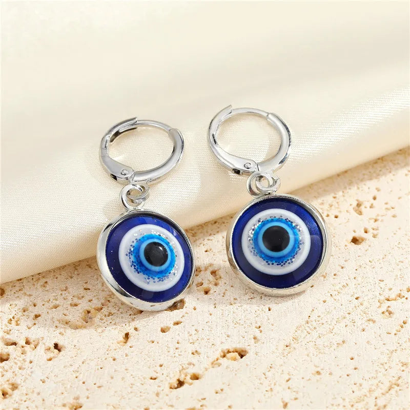 Aretes de Ojo Turco Azul Redondos