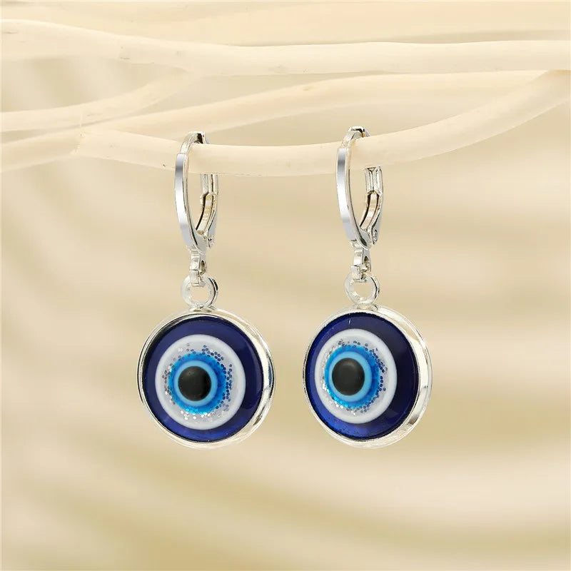 Aretes de Ojo Turco Azul Redondos