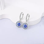 Aretes Ojo Turco Azul Redondos y con Perlas