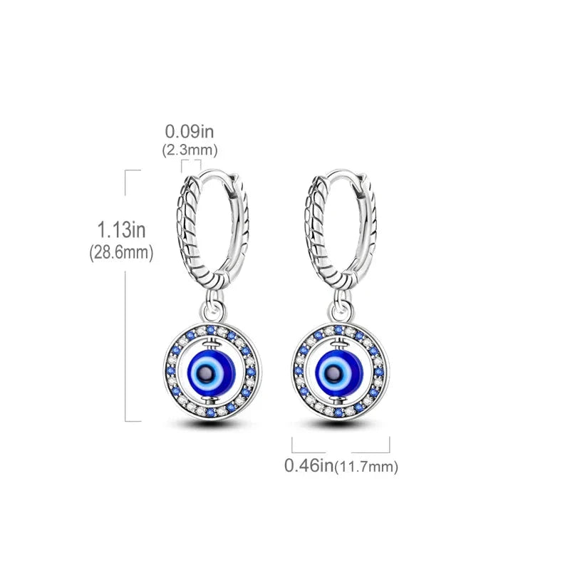 Aretes Ojo Turco Azul Redondos y con Perlas