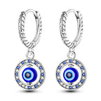 Aretes Ojo Turco Azul Redondos y con Perlas