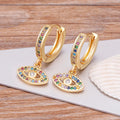 Aretes Ojo Maligno Azul con Circonia Multicolor Estilo Bohemio