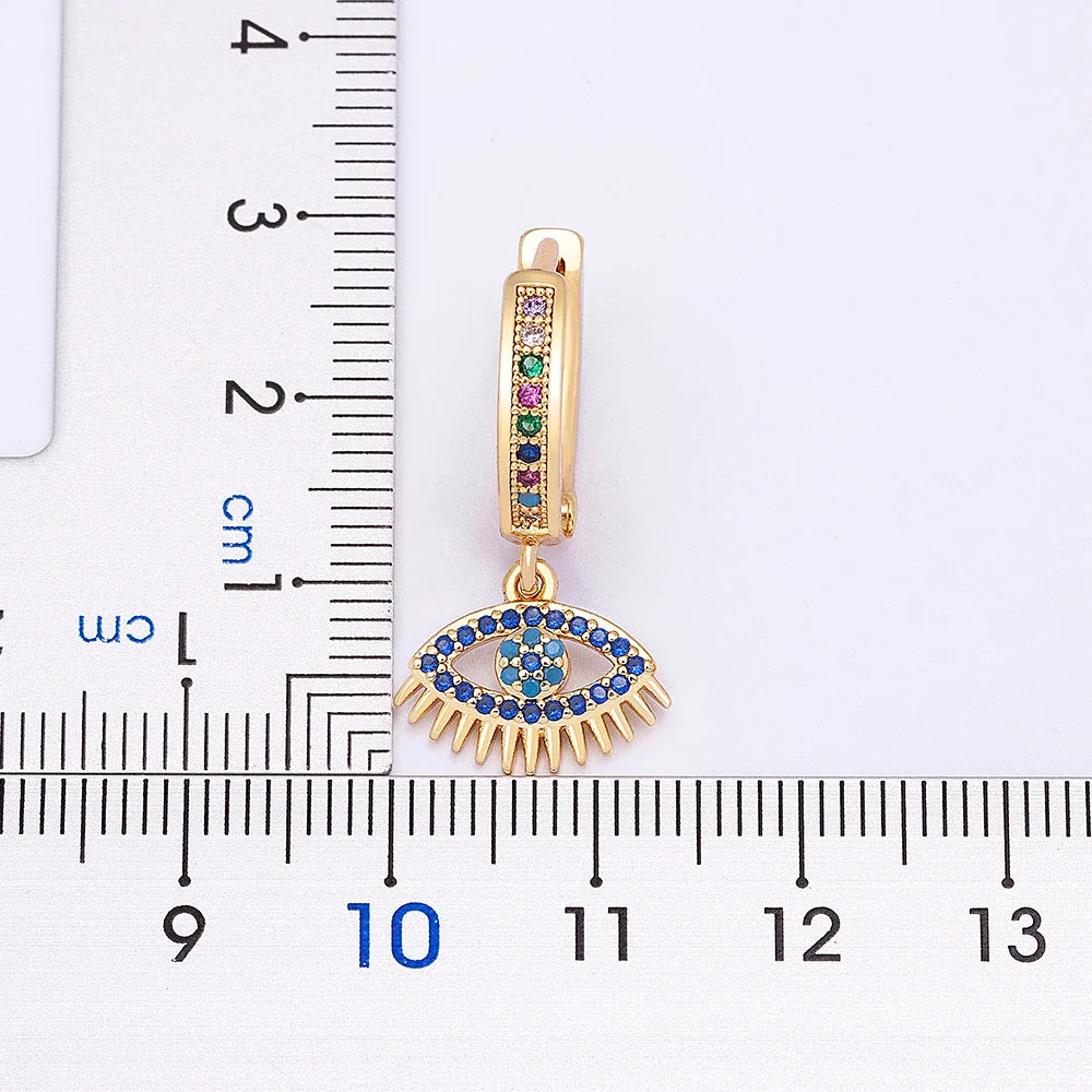Aretes Ojo Malo Azul con Circonia Estilo Bohemio