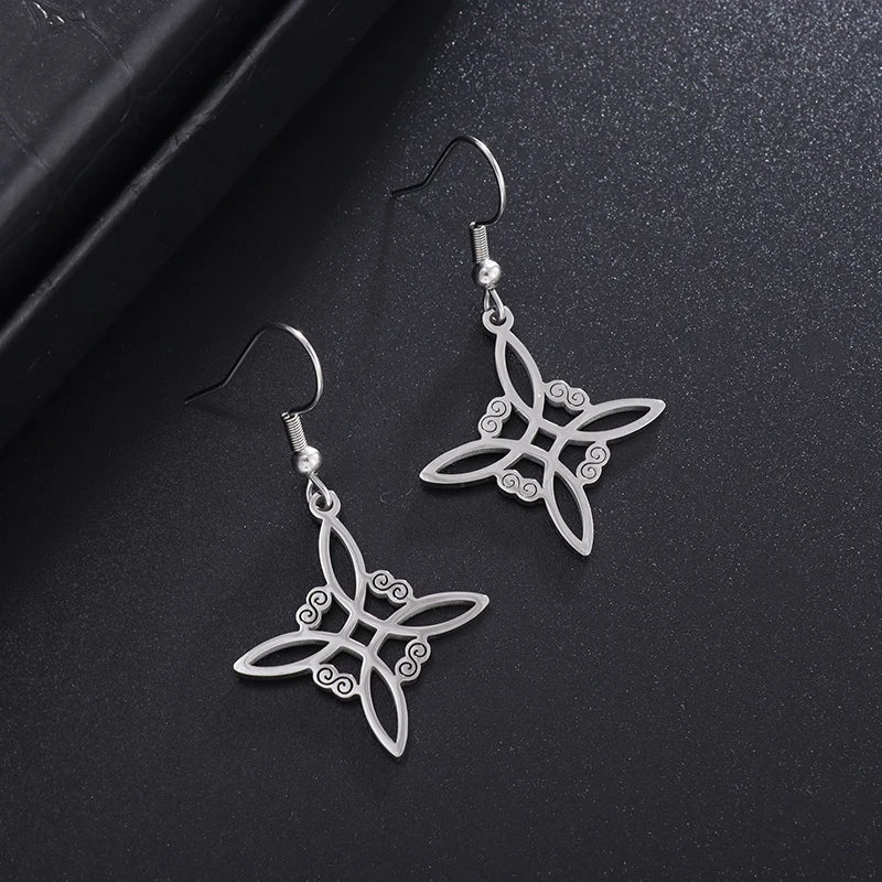 Pendientes Colgantes Nudo de Bruja Protección Mujer Wicca plata