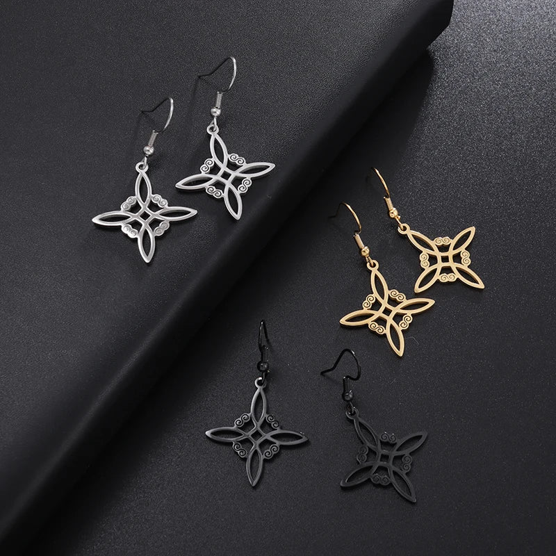 Pendientes Colgantes Nudo de Bruja Protección Mujer Wicca negro