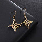 Pendientes Colgantes Nudo de Bruja Protección Mujer Wicca oro