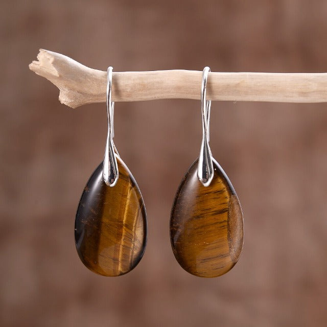 Aretes de Ojo de Tigre para Mujer
