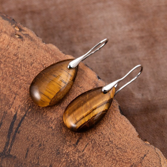 Aretes de Ojo de Tigre para Mujer