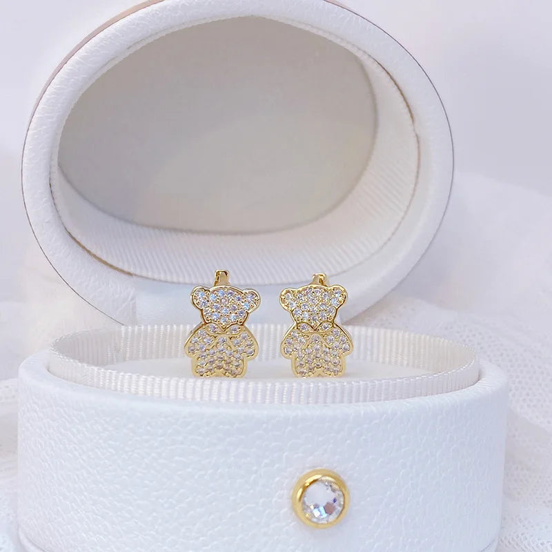 Aretes de Oso con Piedra Preciosa