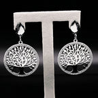 Aretes Colgantes Árbol de la Vida Plata