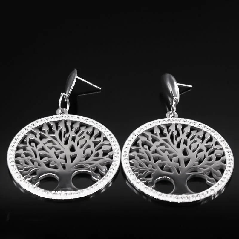 Aretes Colgantes Árbol de la Vida Plata