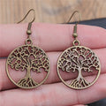 Aretes Colgantes Árbol de la Vida en bronce antiguo