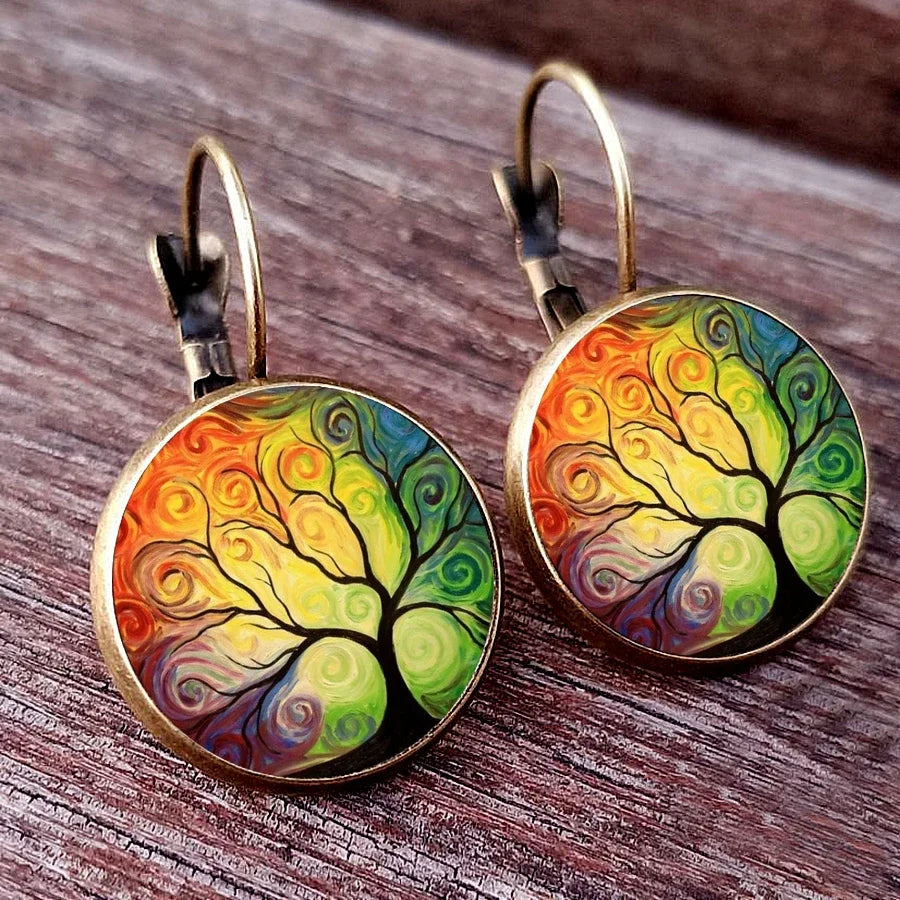 Aretes Colgantes Árbol de la Vida estilo 3