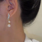 Pendientes Colgantes con 2 Perlas y Strass