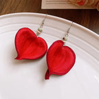 Aretes Colgantes con Hoja de Color rojo