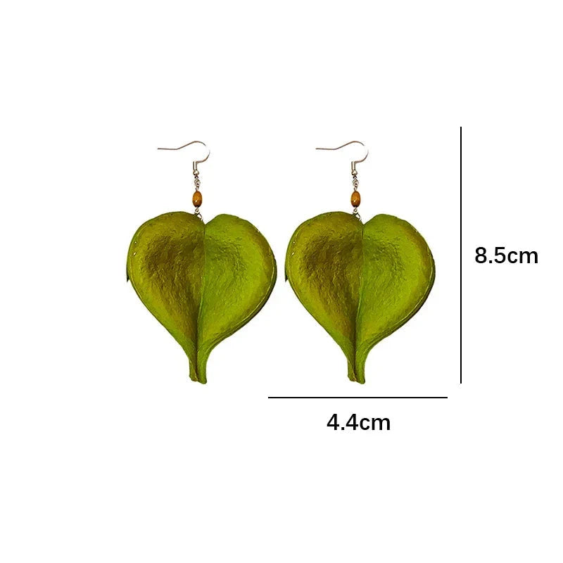 Aretes Colgantes con Hoja de Color